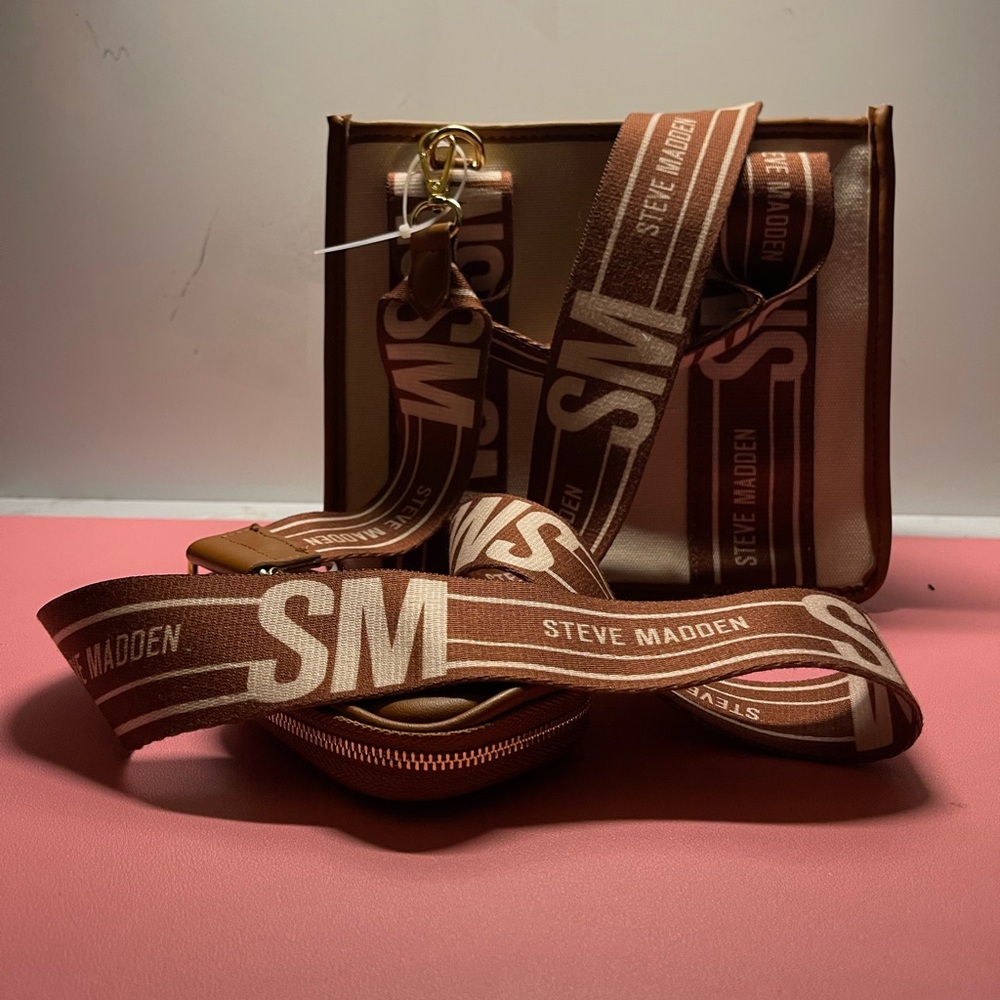 NEW STEVE MADDEN cream brown crossbody bag